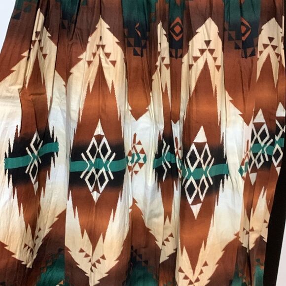 1994 Vintage Western Aztec Southwest Printed Cotton Maxi Full Circle Skirt Small - Picture 2 of 11